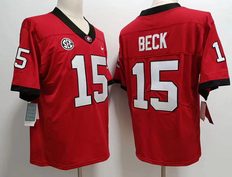 Mens Georgia Bulldogs #15 Carson Beck Nike Red Home Game Football jersey