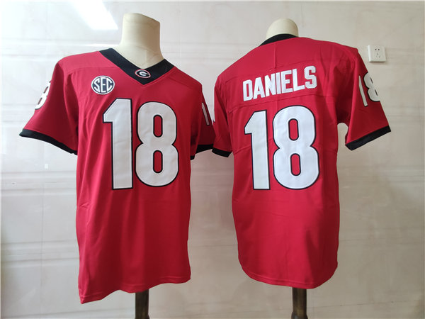 Men's Georgia Bulldogs #18 JT Daniels Nike Red Football Jersey