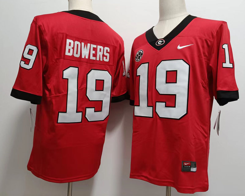 Mens Georgia Bulldogs #19 Brock Bowers Nike Red Home Game Football jersey