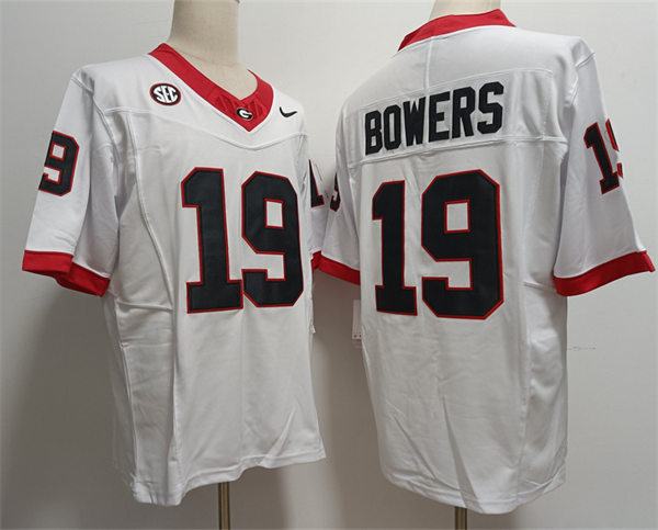 Mens Georgia Bulldogs #19 Brock Bowers Nike 2023 F.U.S.E. Limited White College Football Game Jersey