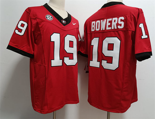 Mens Georgia Bulldogs #19 Brock Bowers Nike 2023 Red Home College Football F.U.S.E. Elite Game Jersey