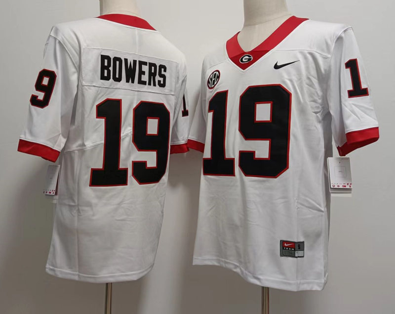 Mens Georgia Bulldogs #19 Brock Bowers Nike White Football Jersey 