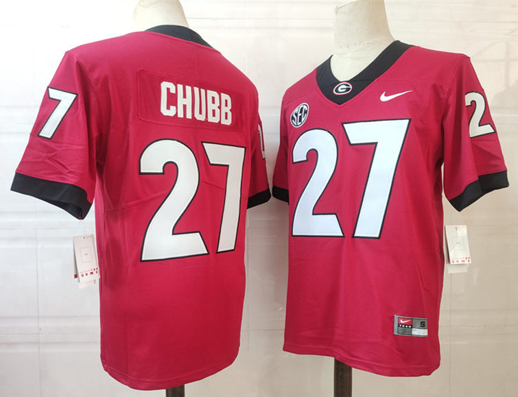 Men's Georgia Bulldogs #27 Nick Chubb 2015 Red Limited Jersey