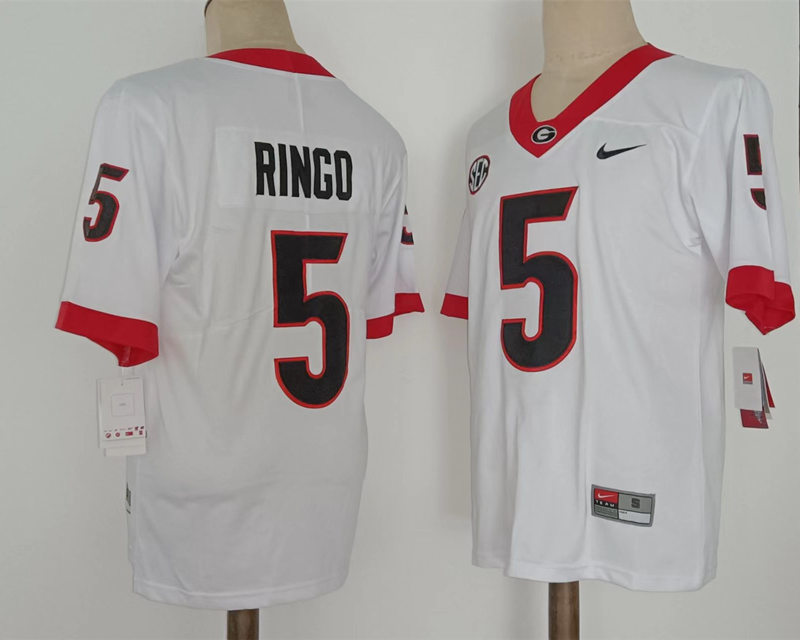 Mens Georgia Bulldogs #5 Kelee Ringo Nike White College Football Game Jersey