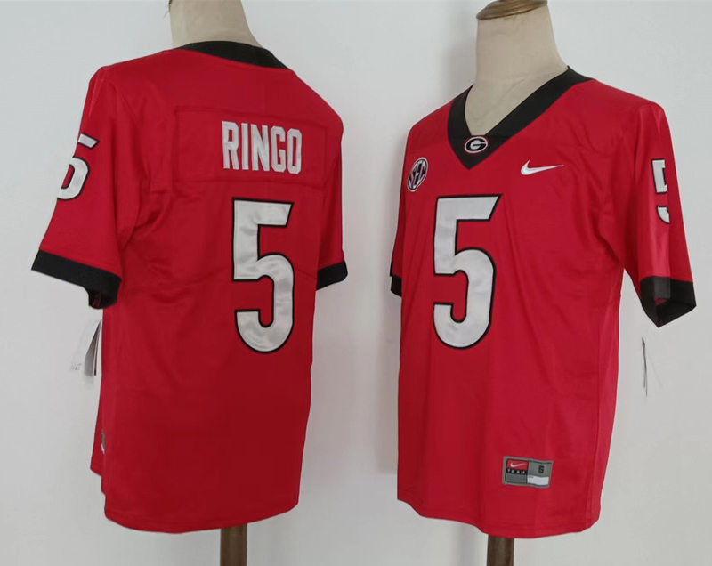 Mens Georgia Bulldogs #5 Kelee Ringo Nike Red Home Game Football jersey