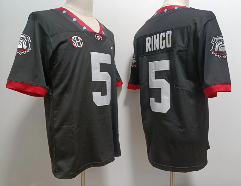 Mens Georgia Bulldogs #5 Kelee Ringo Nike Black Alternate Mascot College Football 100th Anniversary Jersey