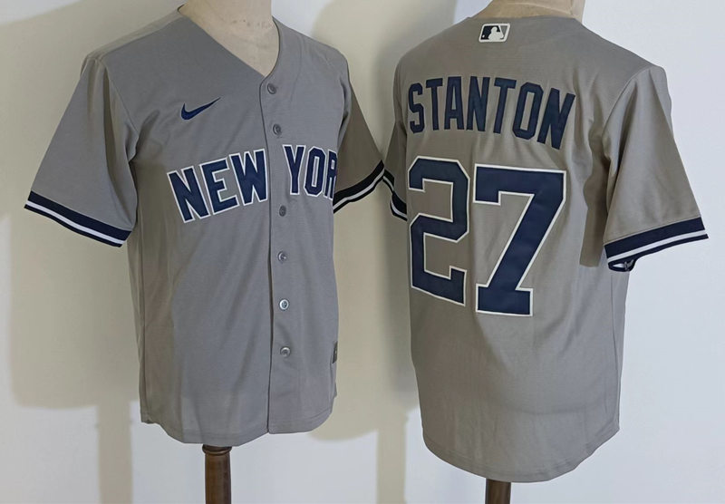 Men's New York Yankees #27 Giancarlo Stanton Nike Gray Road Cool Base Baseball Jersey