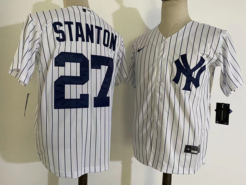 Men's New York Yankees #27 Giancarlo Stanton Nike White Home Cool Base Baseball Jersey