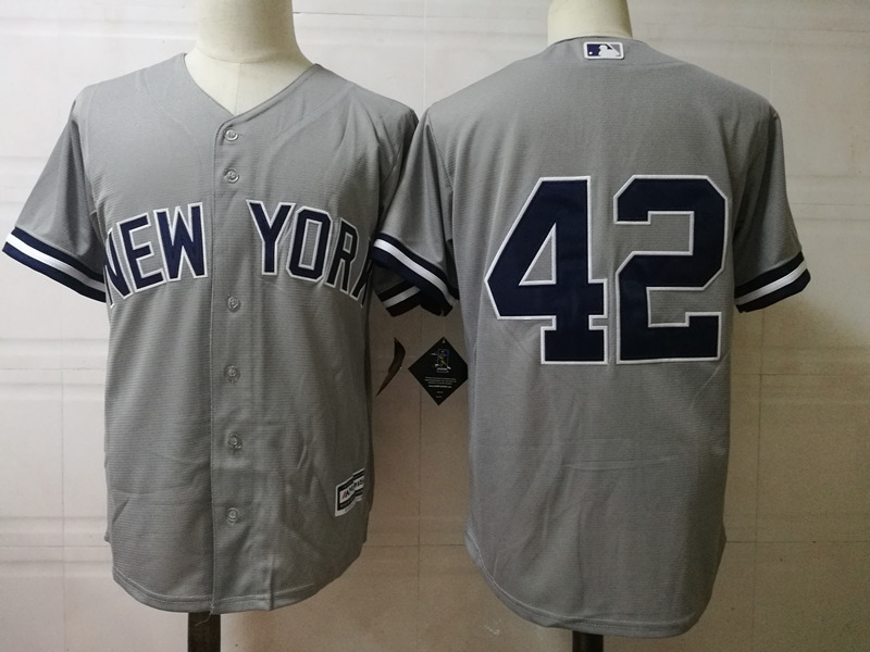 Men's New York Yankees #42 Mariano Rivera Gray Throwback Baseball Jersey