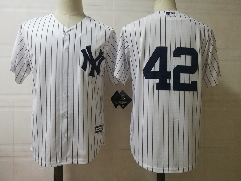 Men's New York Yankees #42 Mariano Rivera White Throwback Baseball Jersey