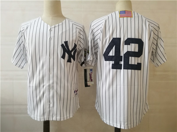 Men's New York Yankees Retired Player #42 Mariano Rivera White  2001 World Series Throwback Baseball Jersey