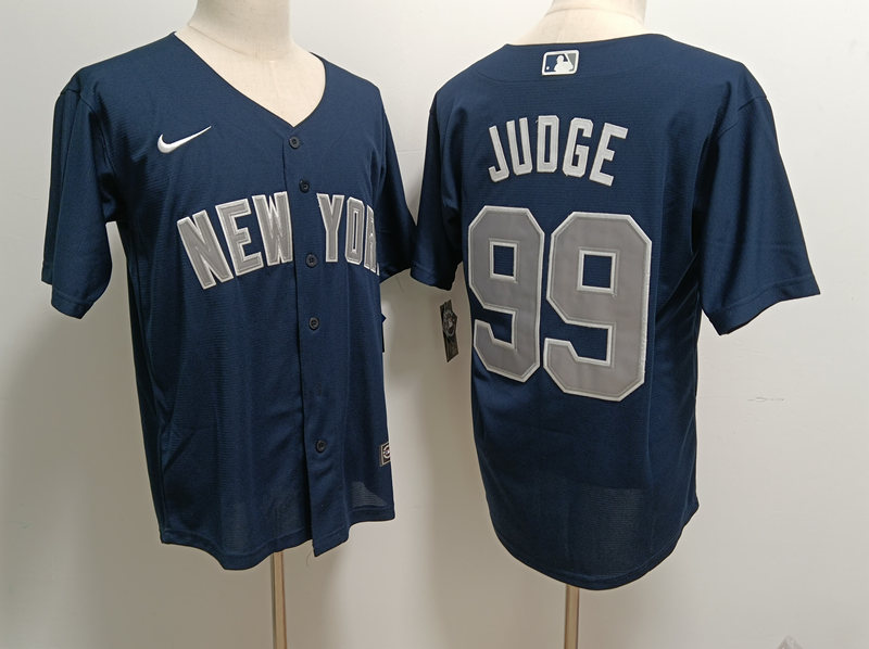 Mens New York Yankees #99 Aaron Judge Nike Navy Alternate 2nd with Name New York Cool Base Jersey