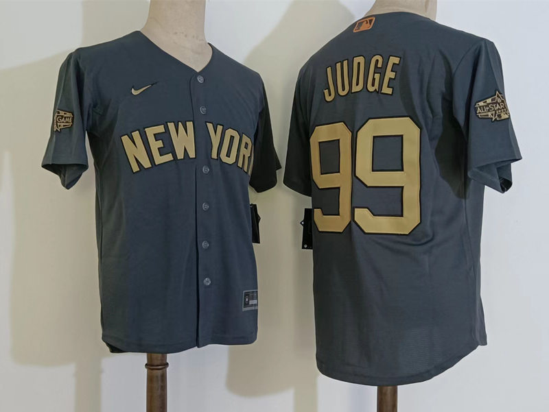 Mens New York Yankees #99 Aaron Judge 2022 MLB All-Star Game Jersey Charcoal