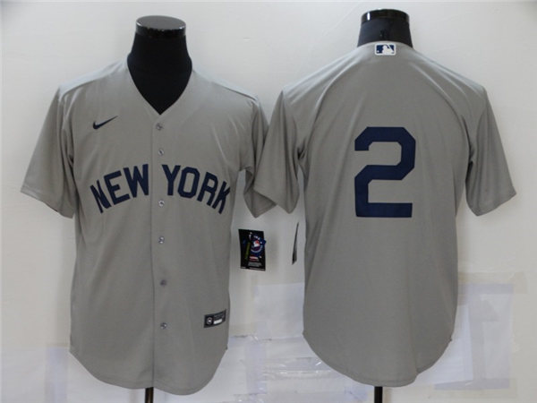 Mens New York Yankees #2 Derek Jeter Nike Gray 2021 Field of Dreams Jersey