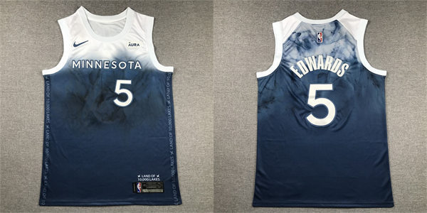 Mens Minnesota Timberwolves #5 Anthony Edwards 2023-24 City Edition Jersey Predominantly Predominantly Blue