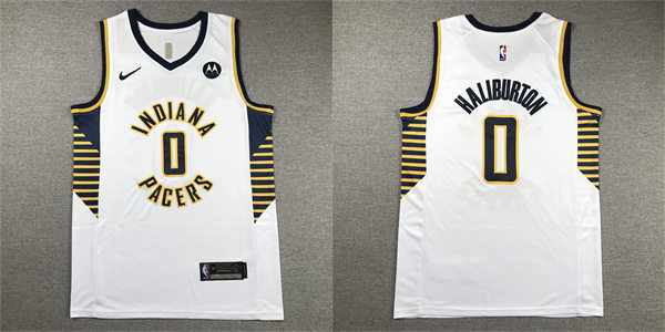 Mens Indiana Pacers #0 Tyrese Haliburton White Association Edition Jersey