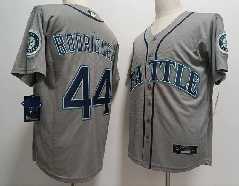 Men's Seattle Mariners #44 Julio Rodriguez Gray Road CoolBase Jersey