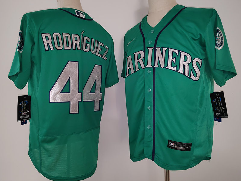 Men's Seattle Mariners #44 Julio Rodriguez Aqua Alternate Flex Base Player Jersey