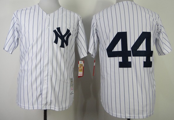 Men's New York Yankees #44 Reggie Jackson 1977 White Throwback Jersey
