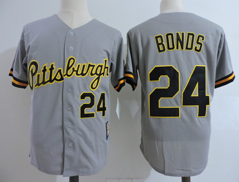 Men's Pittsburgh Pirates #24 Barry Bonds Gray Cooperstown Throwback Jersey