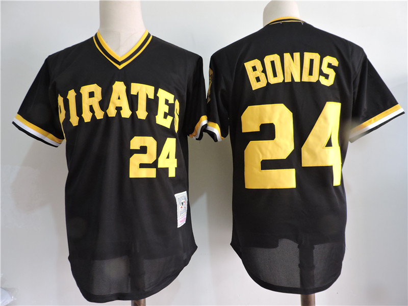 Men's Pittsburgh Pirates #24 Barry Bonds 1986 Black Pullover Cooperstown Throwback Jersey
