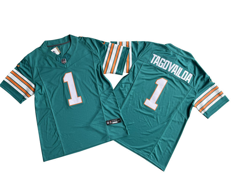 Mens Miami Dolphins #1 Tua Tagovailoa Nike Aqua Alternate 2023 F.U.S.E. Vapor Limited Jersey