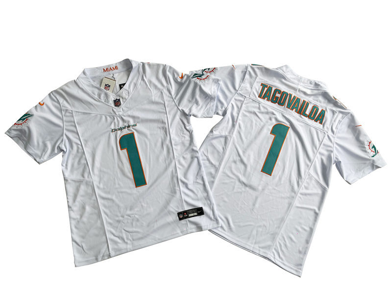 Mens Miami Dolphins #1 Tua Tagovailoa Nike Home White 2023 F.U.S.E. Vapor Limited Jersey