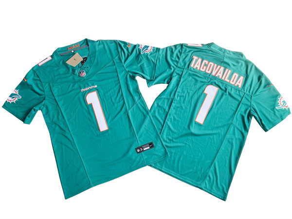 Mens Miami Dolphins #1 Tua Tagovailoa Nike Aqua F.U.S.E. Vapor Limited Jersey