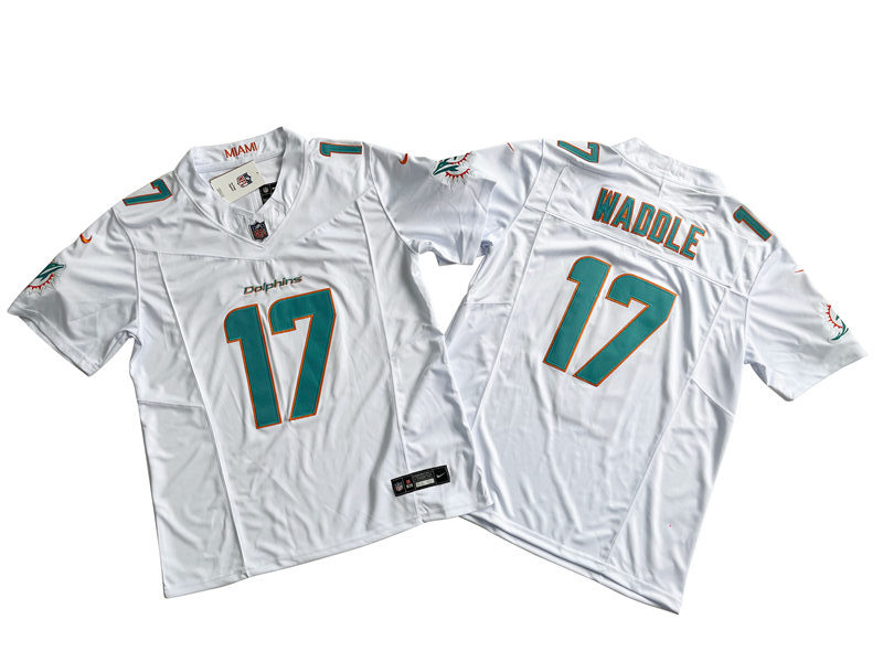 Men's Miami Dolphins #17 Jaylen Waddle Nike Home White 2023 F.U.S.E. Vapor Limited Jersey