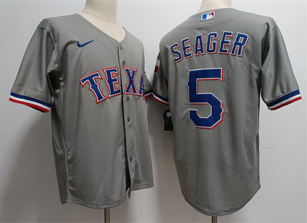 Mens Texas Rangers #5 Corey Seager Nike Grey Road CoolBase Player Jersey