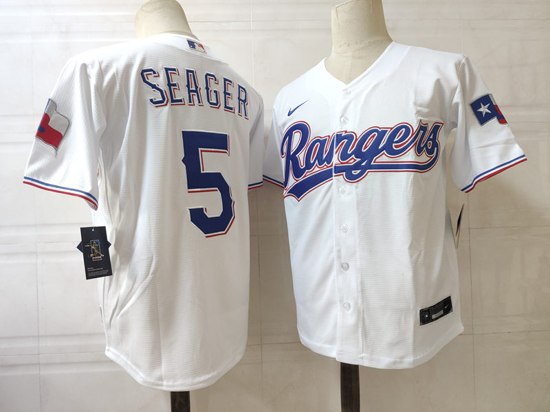 Mens Texas Rangers #5 Corey Seager Stitched Nike White Home CoolBase Jersey