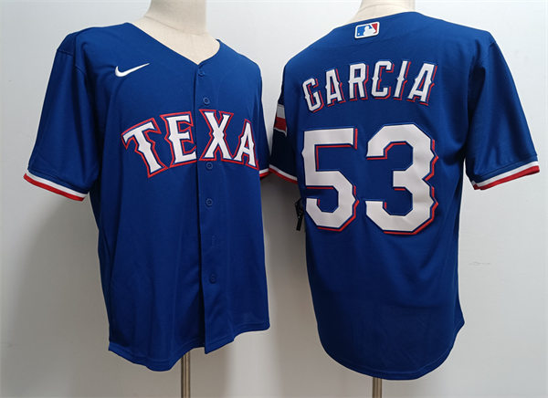 Mens Texas Rangers #53 Adolis Garcia Nike Royal Alternate Cool Base Player Jersey