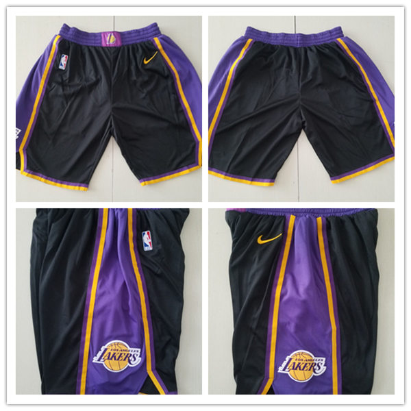 Mens Los Angeles Lakers Nike 2020-21 Black Earned Edition Swingman Shorts