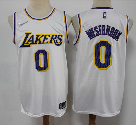 Mens Los Angeles Lakers #0 Russell Westbrook Diamond Nike White Association Edition Jersey