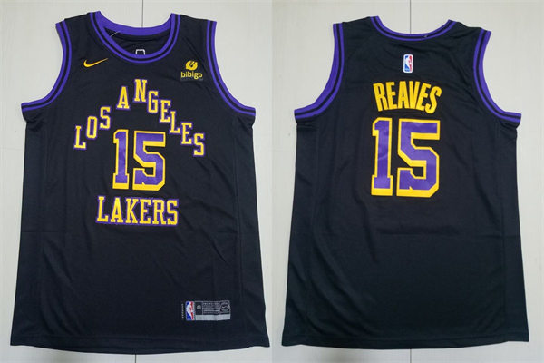Mens Los Angeles Lakers #15 Austin Reaves 2023-24 Black City Edition Player Jersey