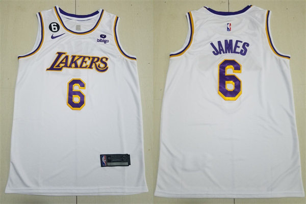 Men's Los Angeles Lakers #6 LeBron James Nike 2022-23 White Association Player Jersey