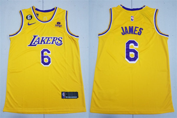 Men's Los Angeles Lakers #6 LeBron James Nike 2022-23 Gold Icon Edition Player Jersey