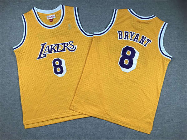 Youth Los Angeles Lakers #8 Kobe Bryant 1996-97 Yellow Hardwood Classics Soul Swingman Throwback Jersey