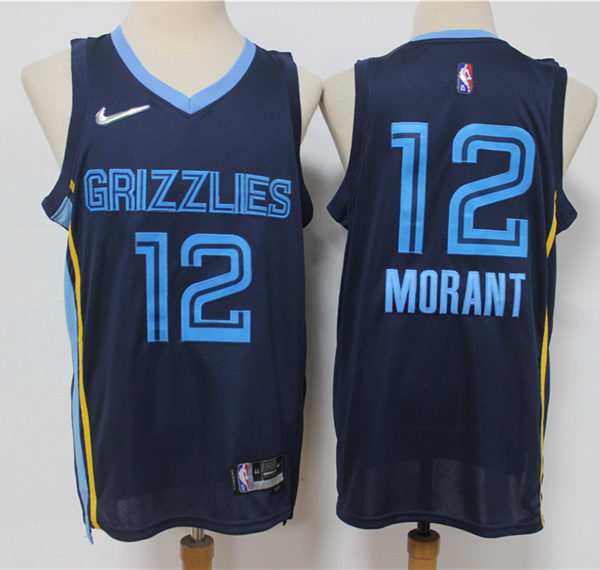 Mens Memphis Grizzlies #12 Ja Morant Navy Nike Icon Edition Jersey
