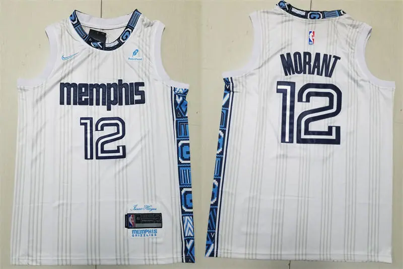 Mens Memphis Grizzlies #12 Ja Morant White 2025-26 City Edition Swingman Jersey