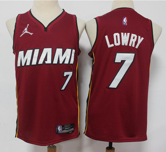 Mens Miami Heat #7 Kyle Lowry Jordan Red Statement Edition Swingman Jersey