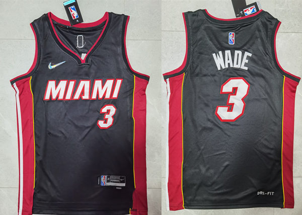 Mens Miami Heat #3 Dwyane Wade Black Nike Icon Edition Jersey
