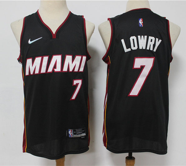 Mens Miami Heat #7 Kyle Lowry Diamond Nike Black Icon Edition Swingman Jersey
