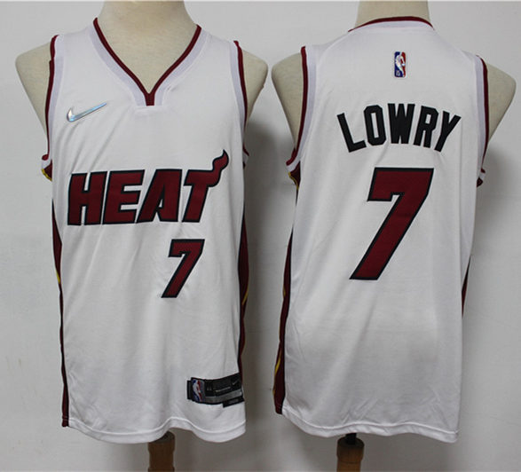 Mens Miami Heat #7 Kyle Lowry Diamond Nike White Association Edition Swingman Jersey