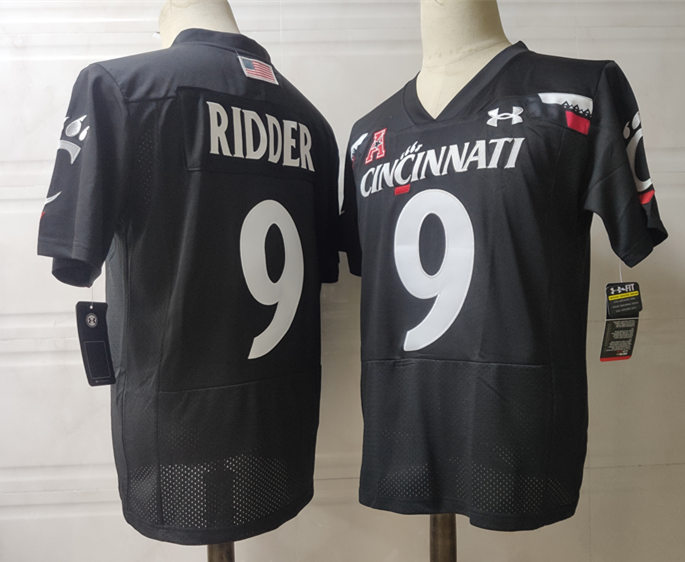 Mens Cincinnati Bearcats #9 Desmond Ridder Under Armour Black College Football Game Jersey