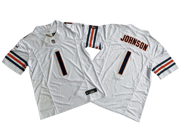 Mens Chicago Bears #1 Jaylon Johnson Nike 2024 White Vapor F.U.S.E. Limited Jersey