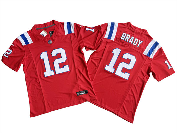 Men's New England Patriots #12 Tom Brady Red Nike 2023 F.U.S.E. Vapor Limited Jersey