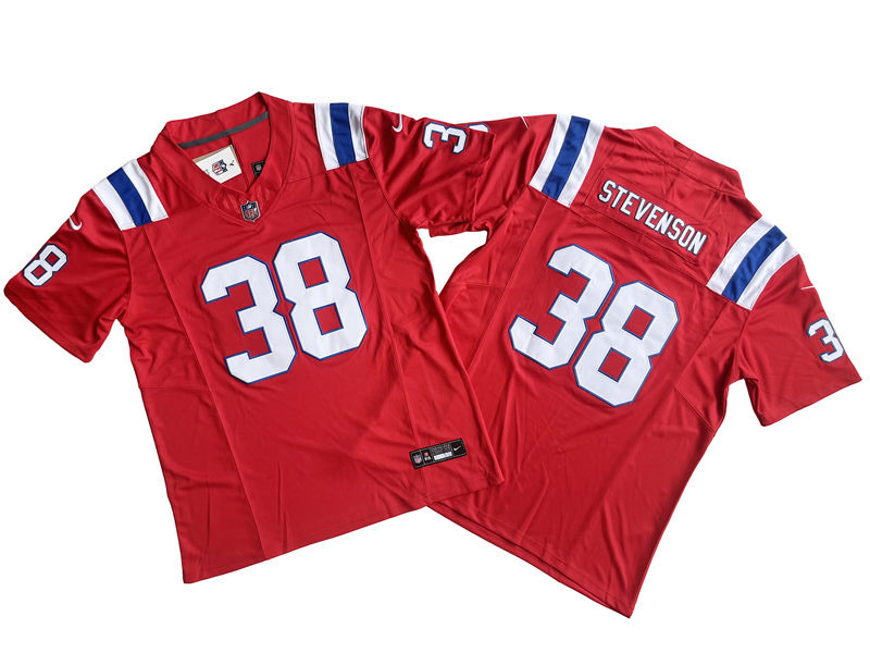 Mens New England Patriots #38 Rhamondre Stevenson Nike Red Alternate 2023 F.U.S.E. Vapor Limited Jersey