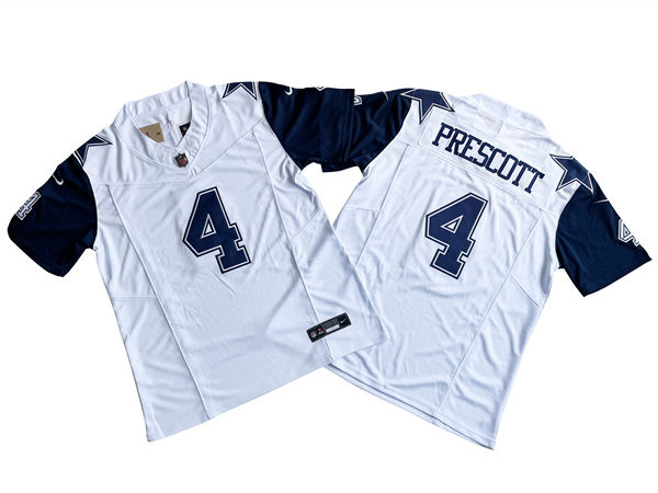 Men's Dallas Cowboys #4 Dak Prescott Nike White Color Nike 2023 Vapor F.U.S.E. Limited Jersey