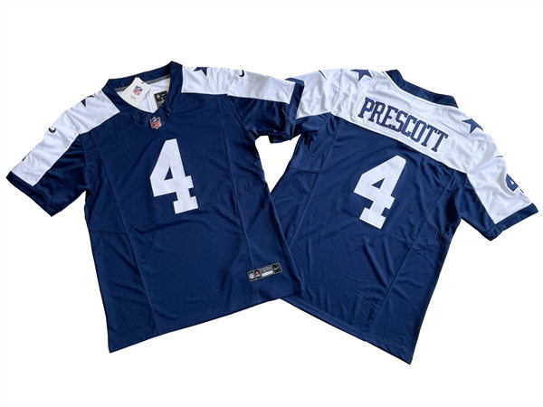 Men's Dallas Cowboys #4 Dak Prescott Nike Navy Alternate 2023 F.U.S.E. Vapor Limited Jersey